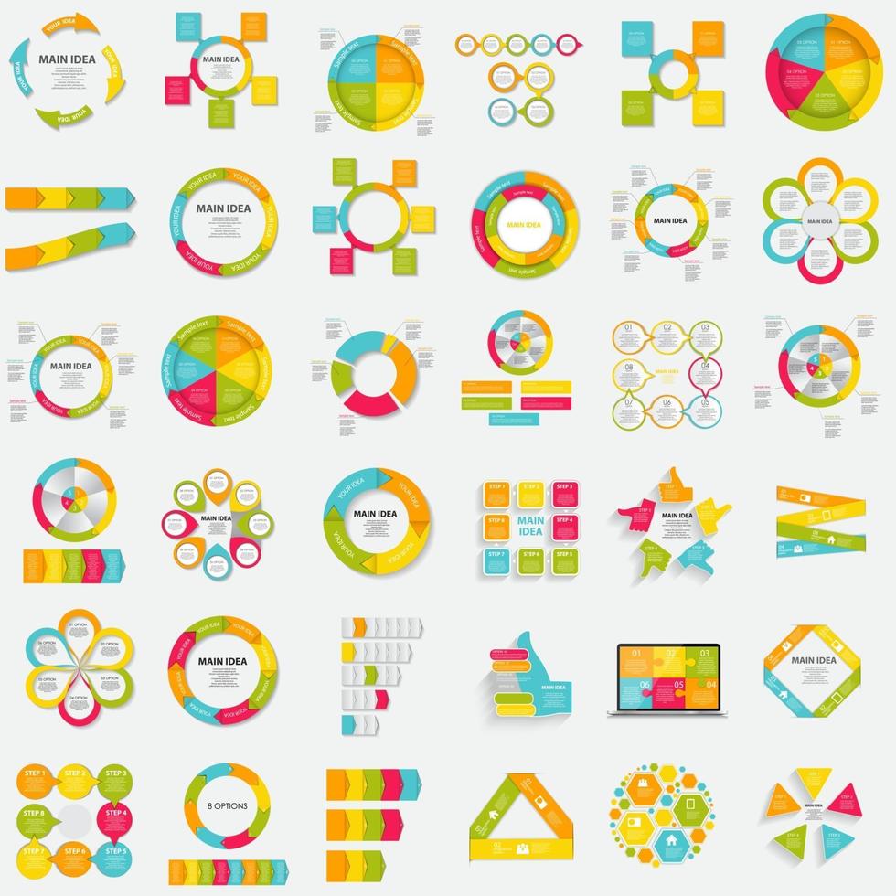 Big Collection of Infographic Elements Templates for Business Vector Illustration
