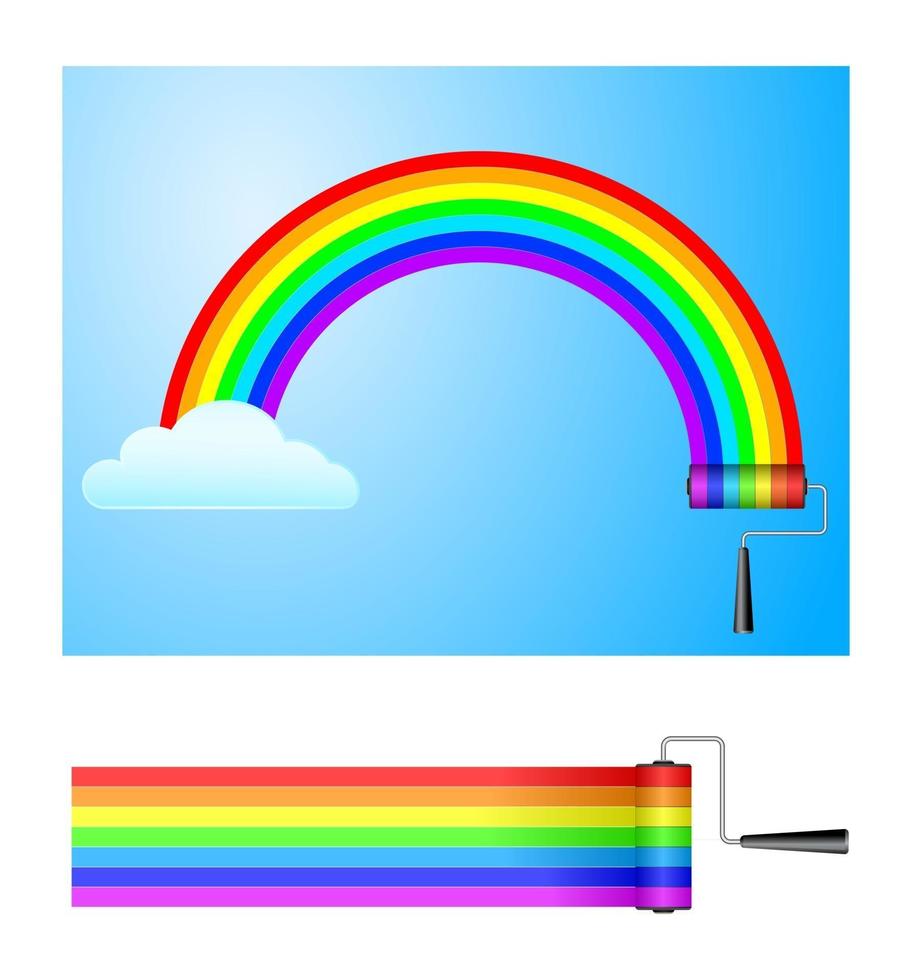 arcoiris y pintor vector