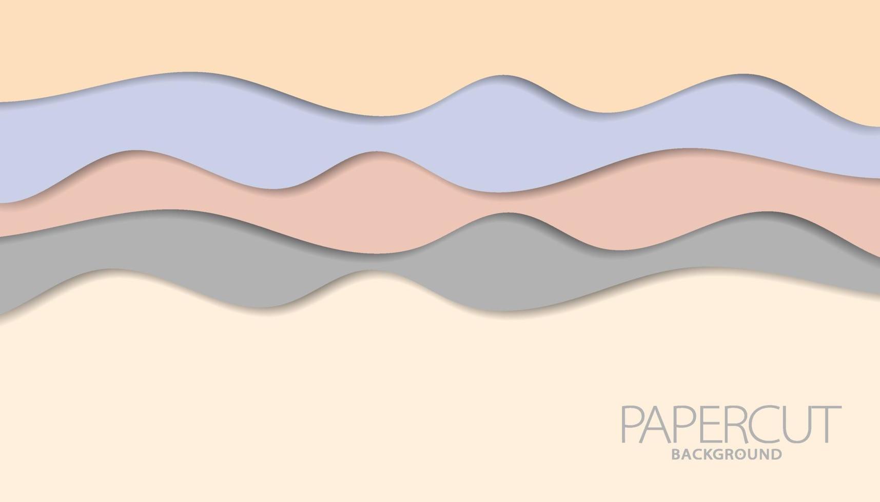 Papercut background in wavy style with pastel color vector