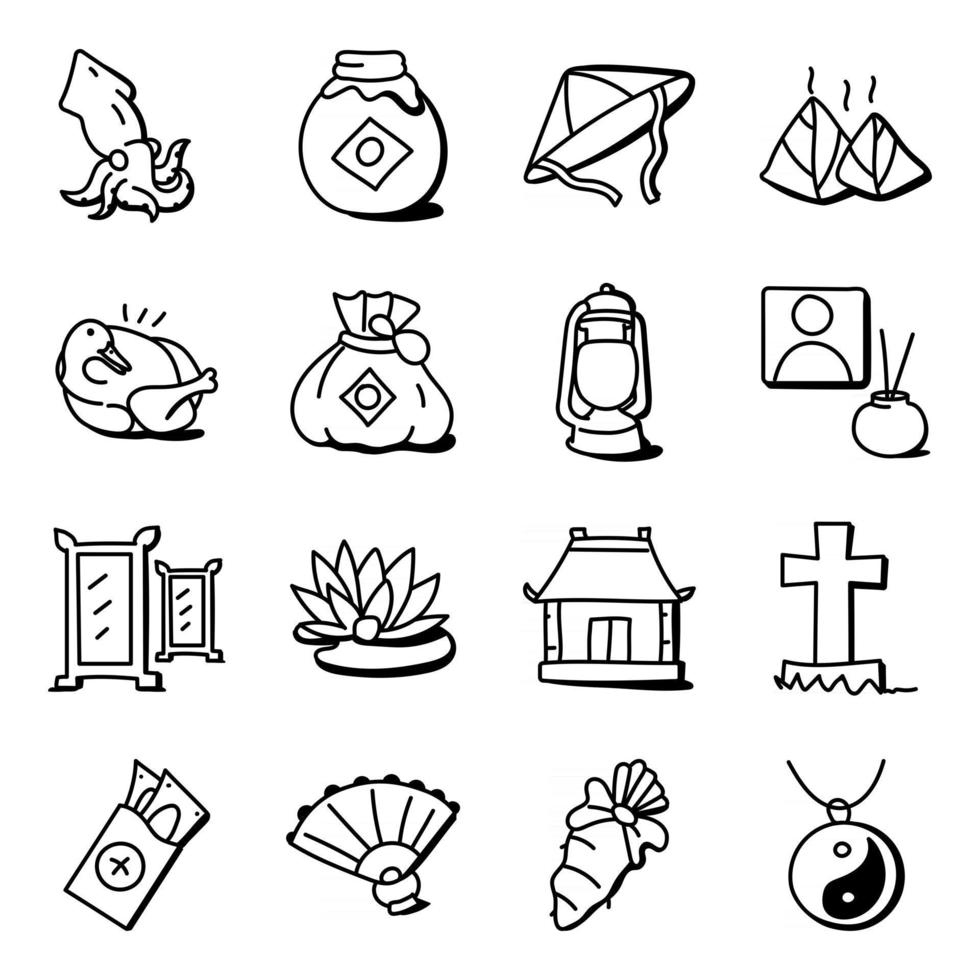 conjunto de iconos del festival de qingming vector