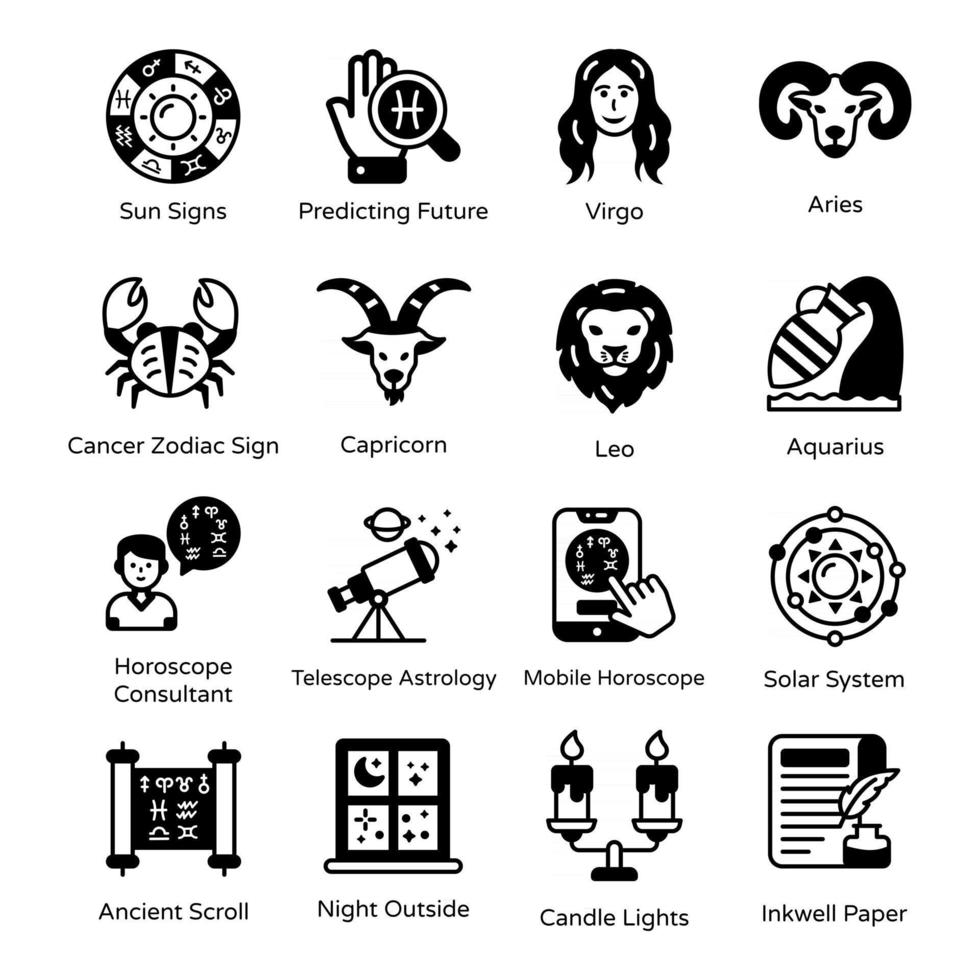 Pack of Astrology Icons vector