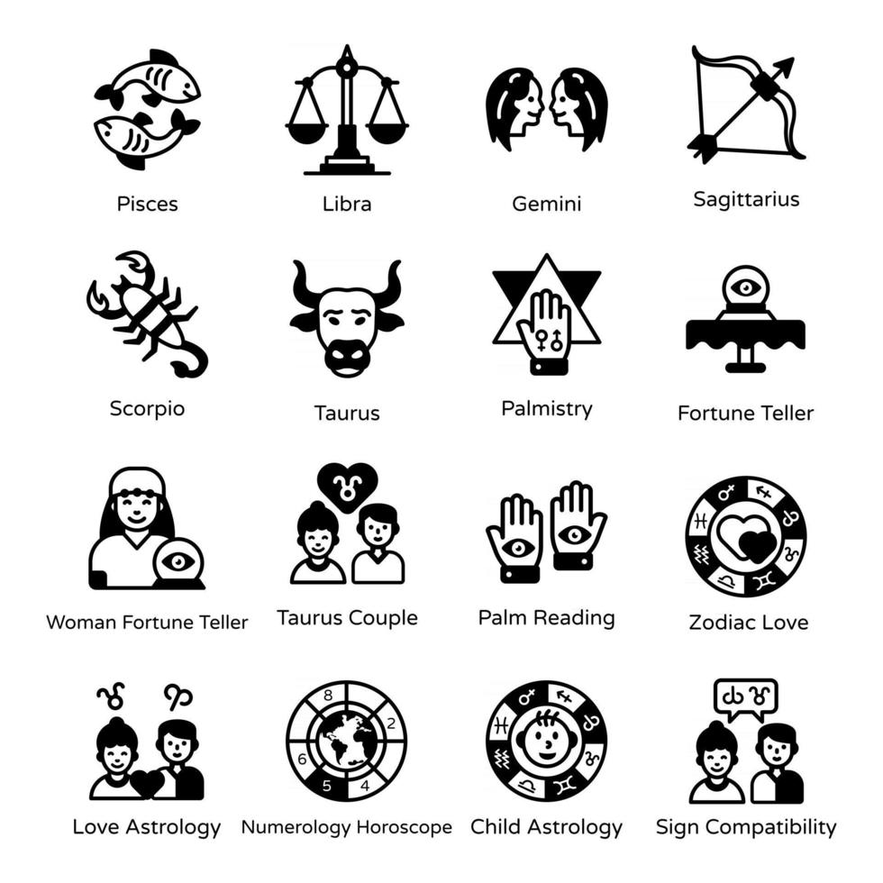 Pack of Astrology Icons vector