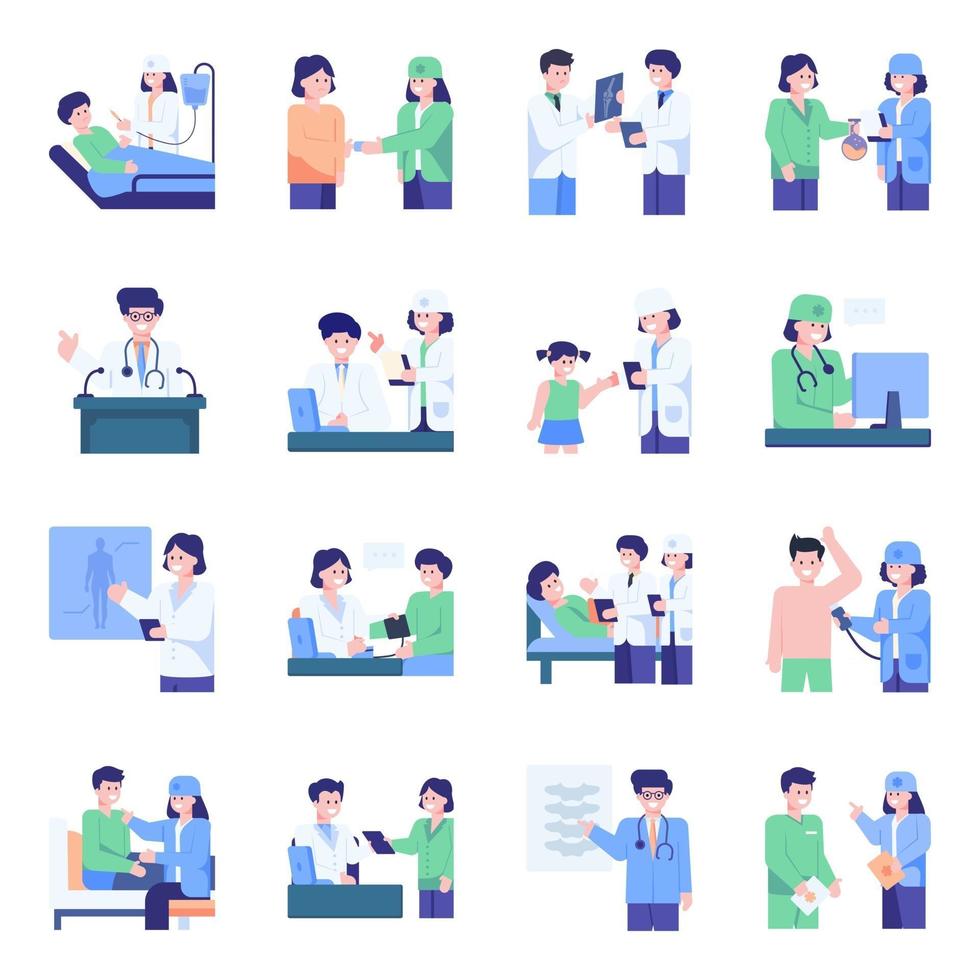 Health care icon set with doctors vector