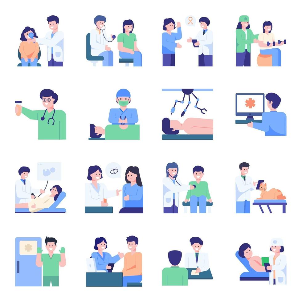 Health care icon set with doctors vector