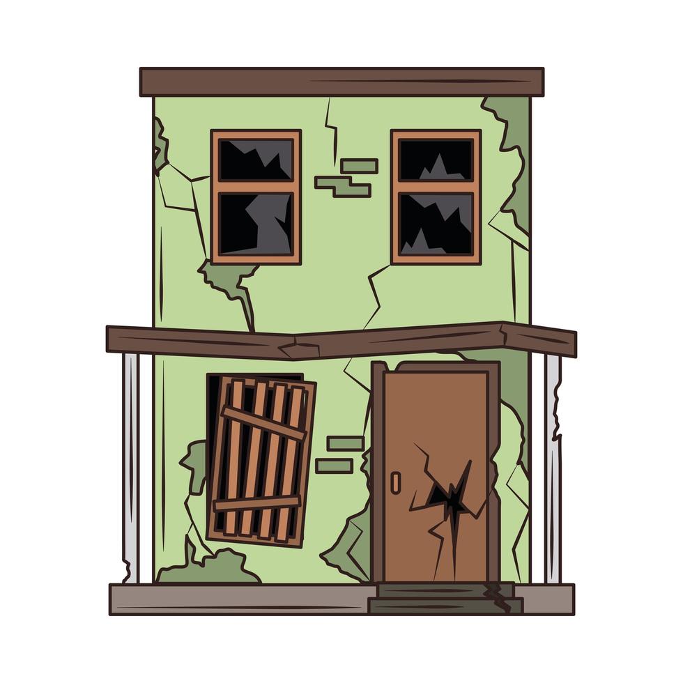 ruined house cartoon vector