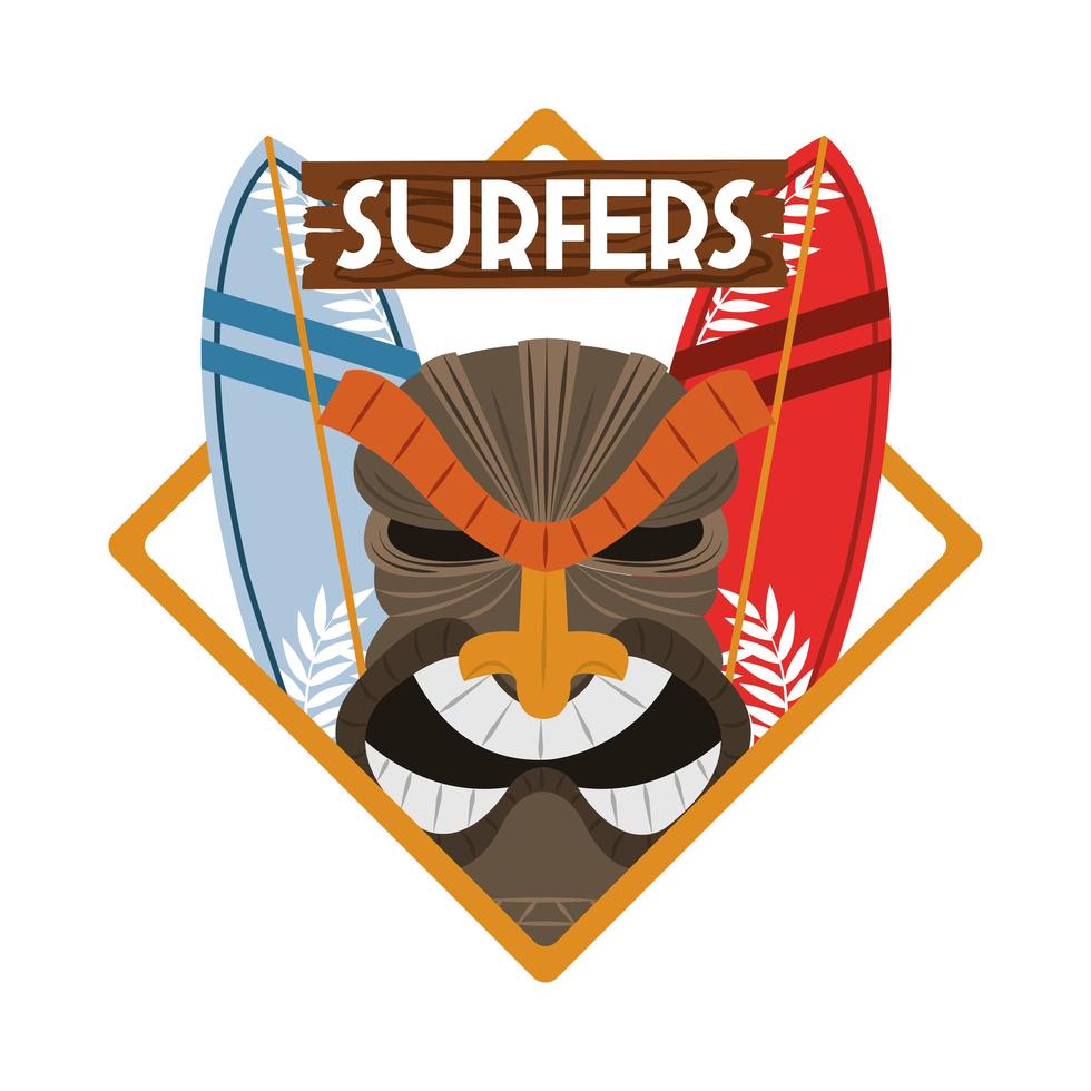 surfers mask surfboards vector