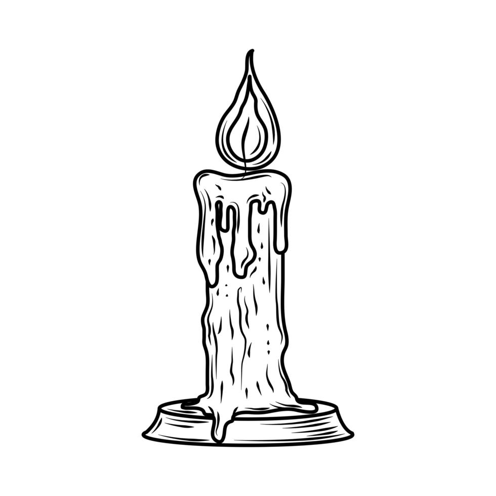 burning candle sketch vector