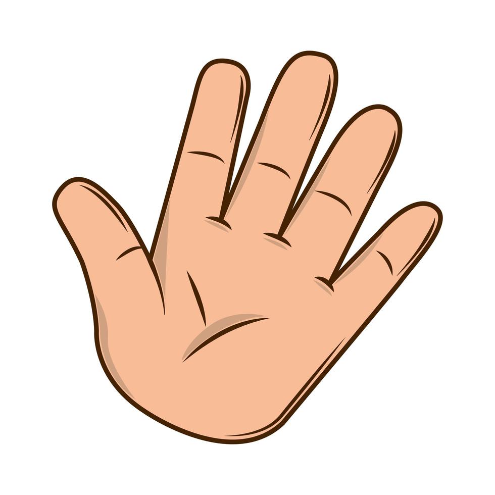 mano mostrando cinco dedos vector