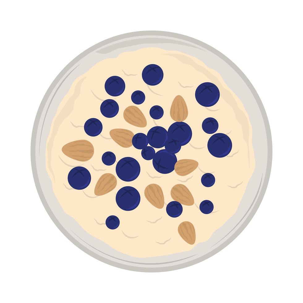 cereal almond and blueberries vector