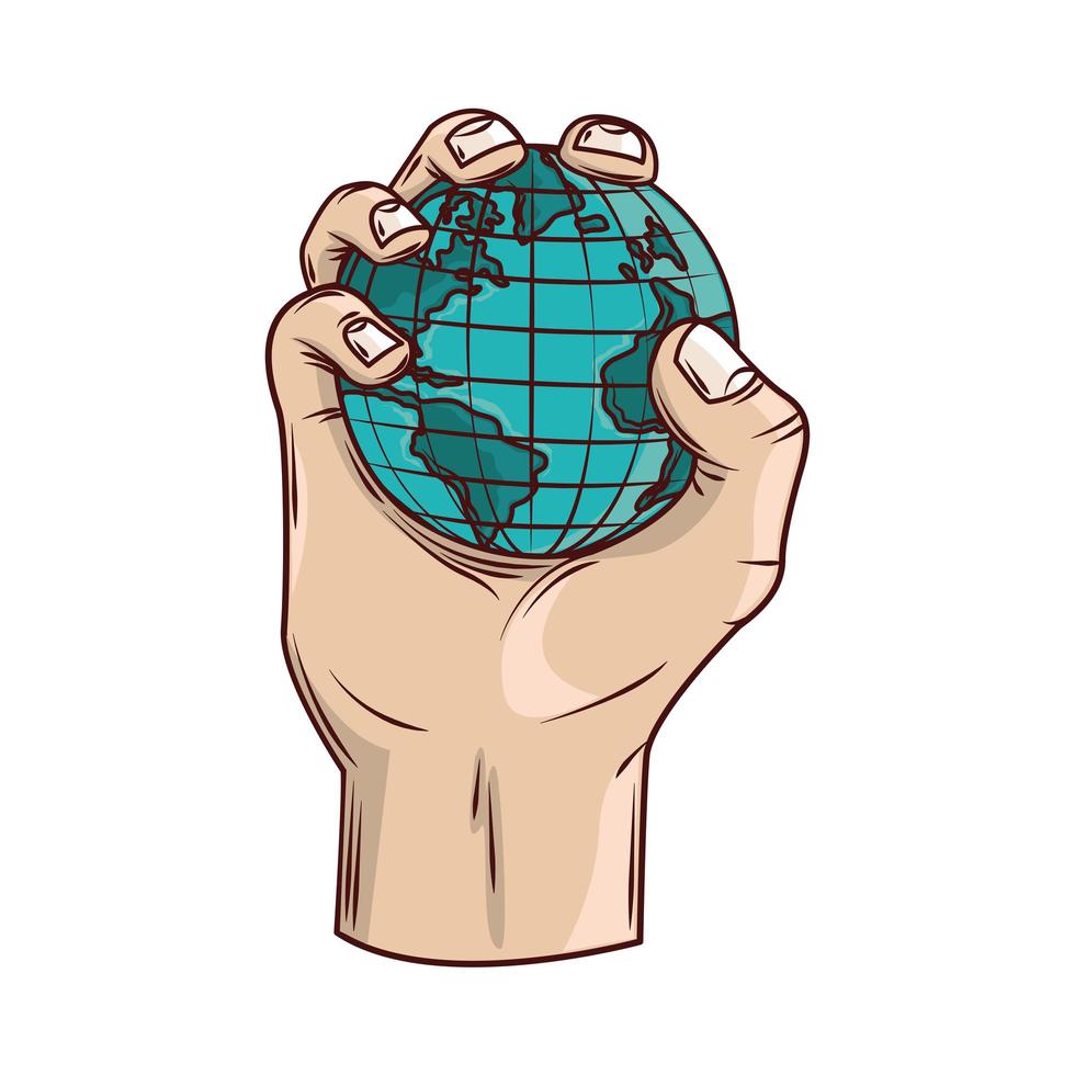 hand holds world vector