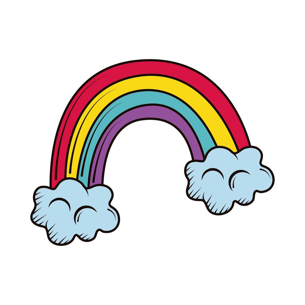 rainbow clouds doodle vector