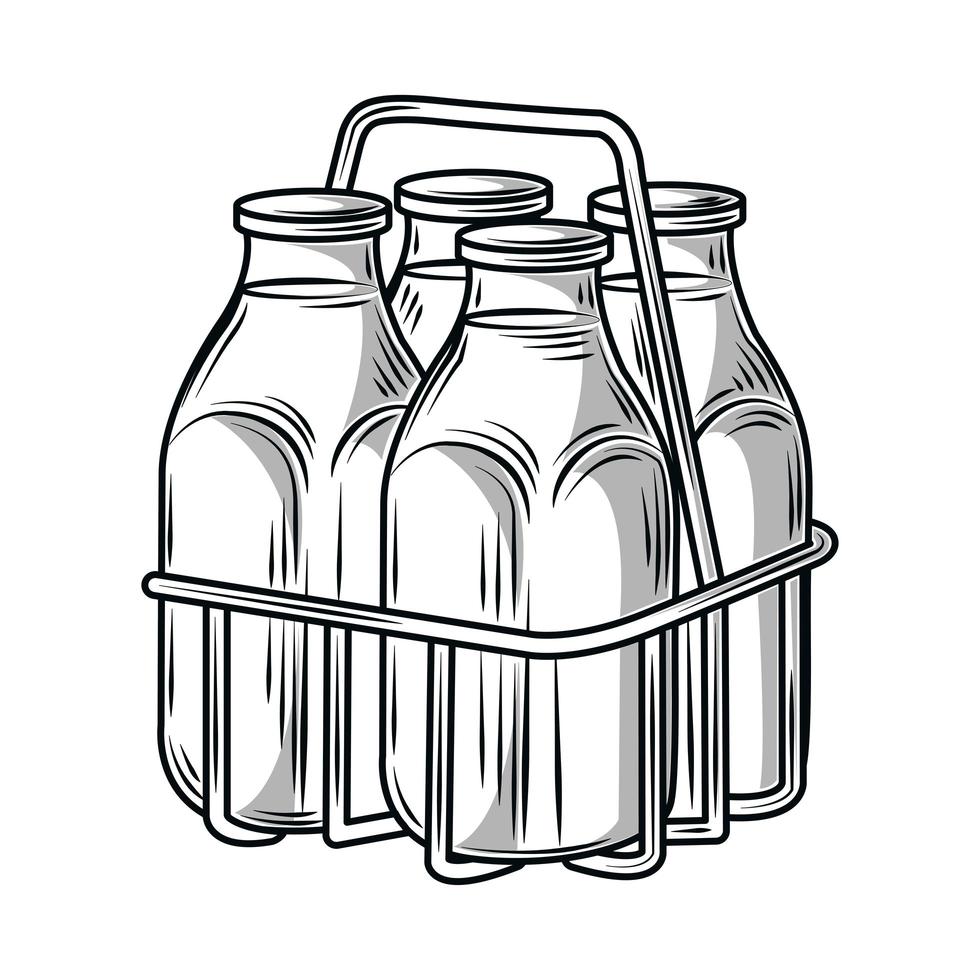 sketch milk bottles vector