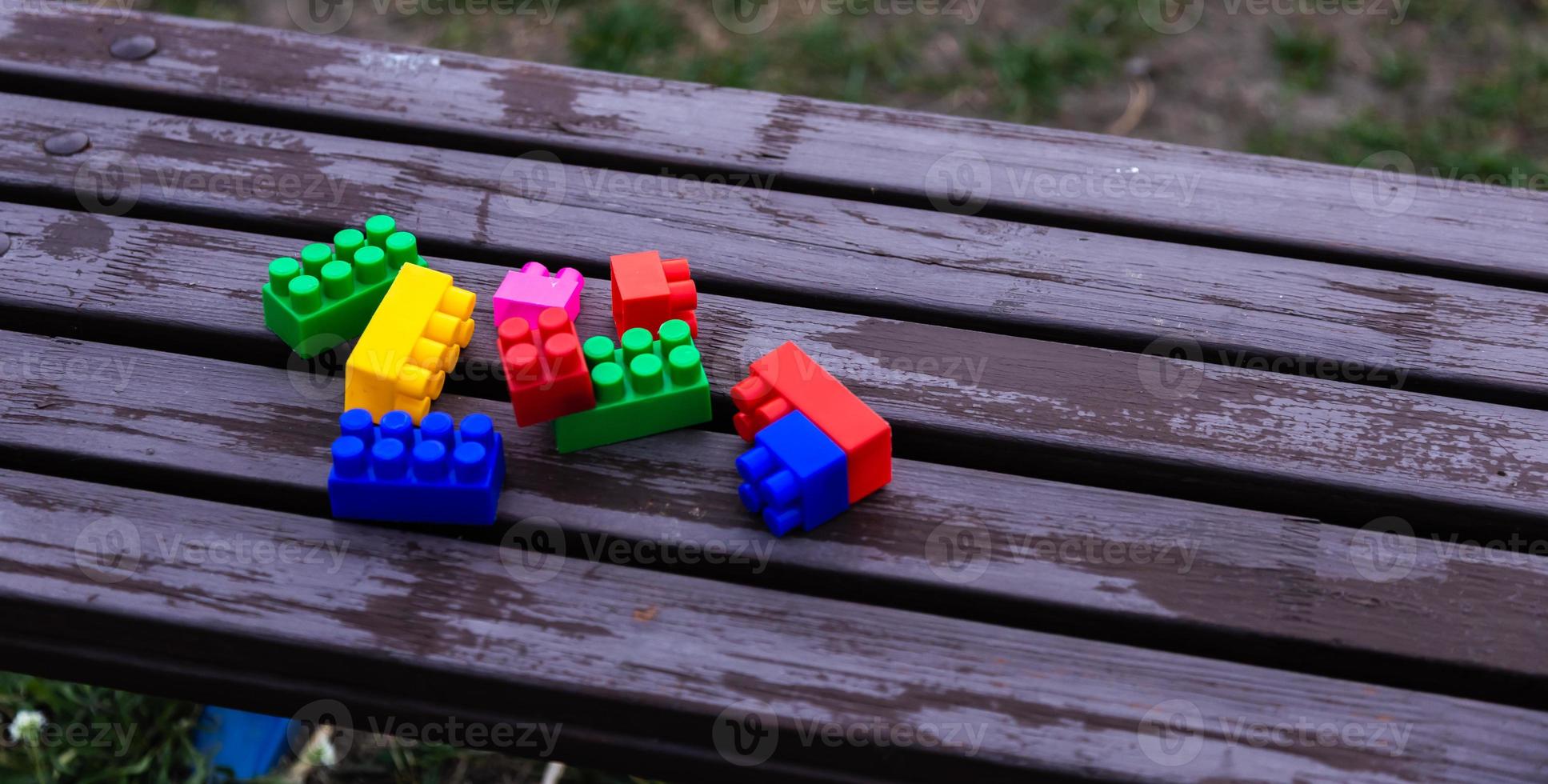 Colorful toy building blocks photo