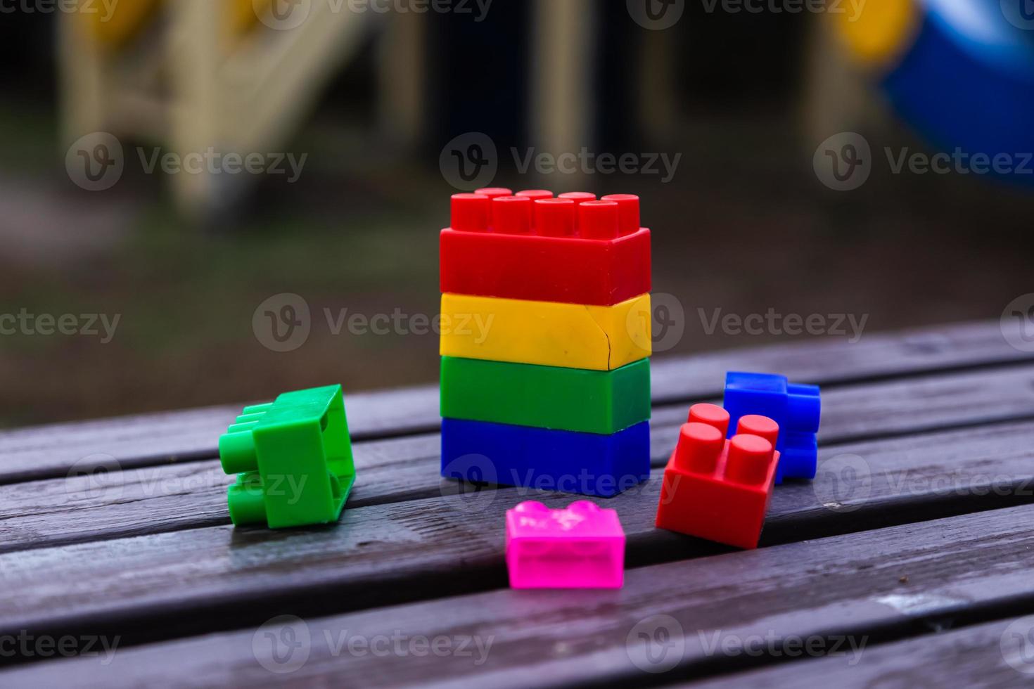 Colorful toy building blocks photo
