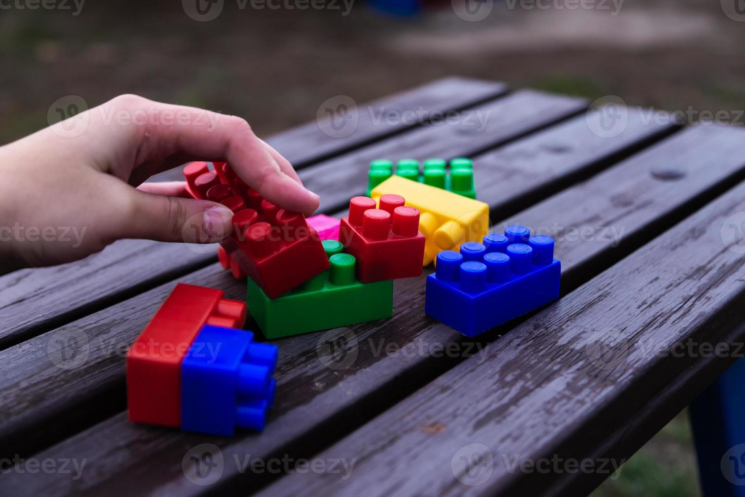 Colorful toy building blocks photo