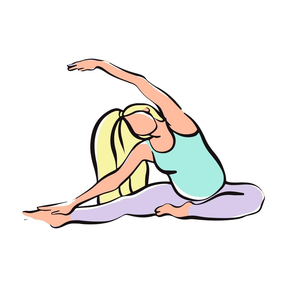 chica embarazada haciendo yoga para mujeres embarazadas. fitness, deportes para embarazadas. ilustración vectorial vector