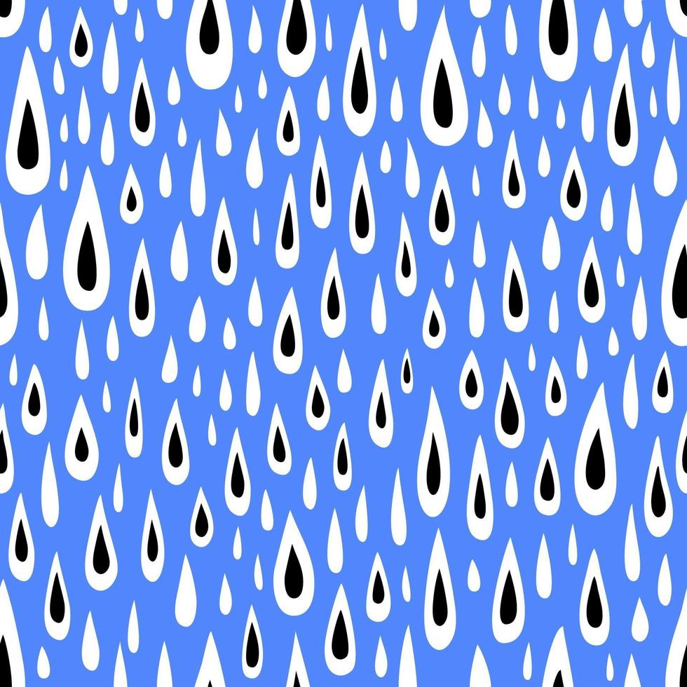 Gotas en blanco y negro sobre un fondo azul. patrón abstracto con gotas. vector ilustración plana