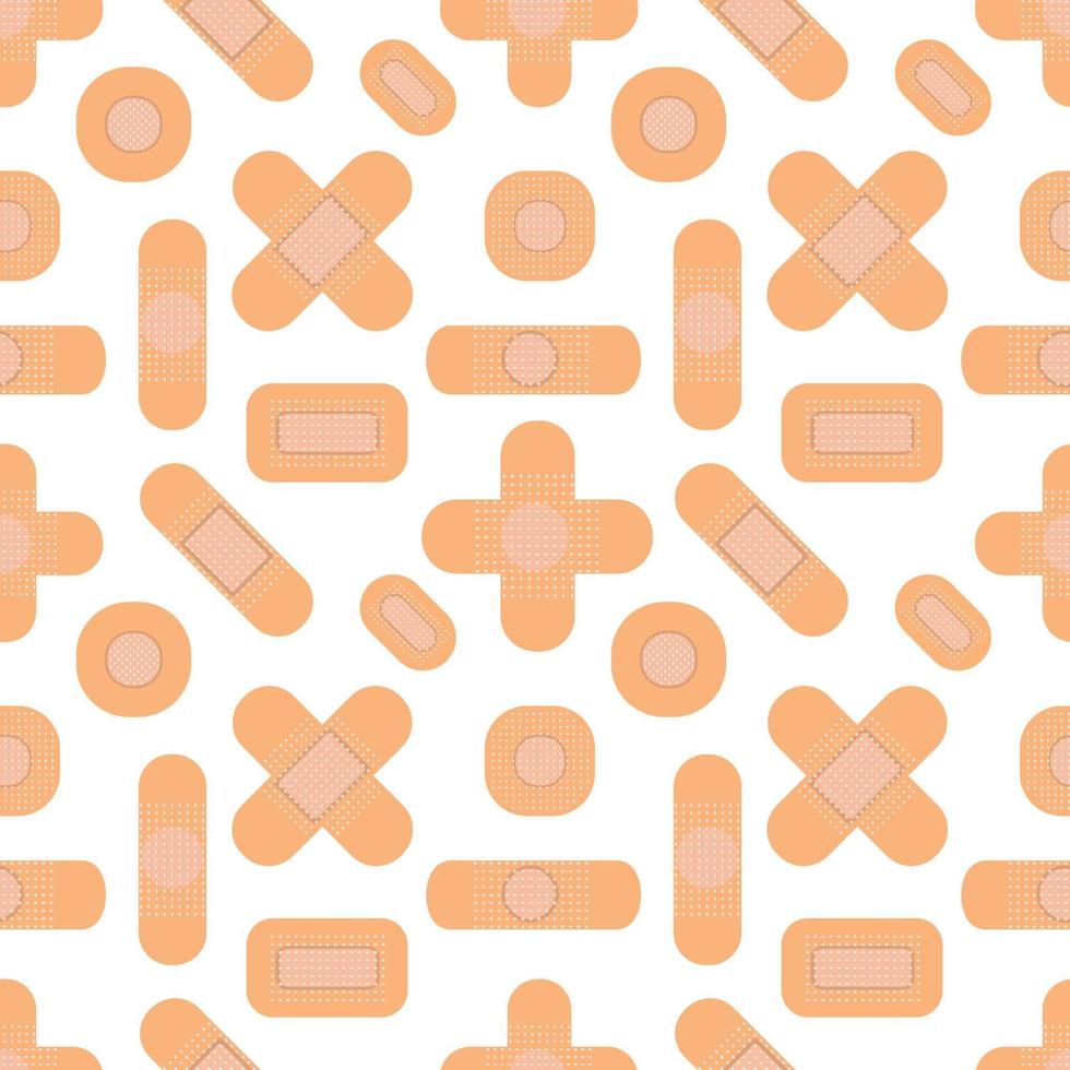 Seamless pattern with medical plasters. Medical patch pattern. Flat vector illustration.