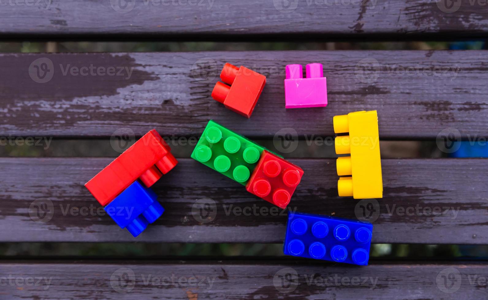 Colorful toy building blocks photo