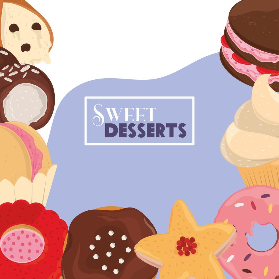 sweet desserts cartoon vector