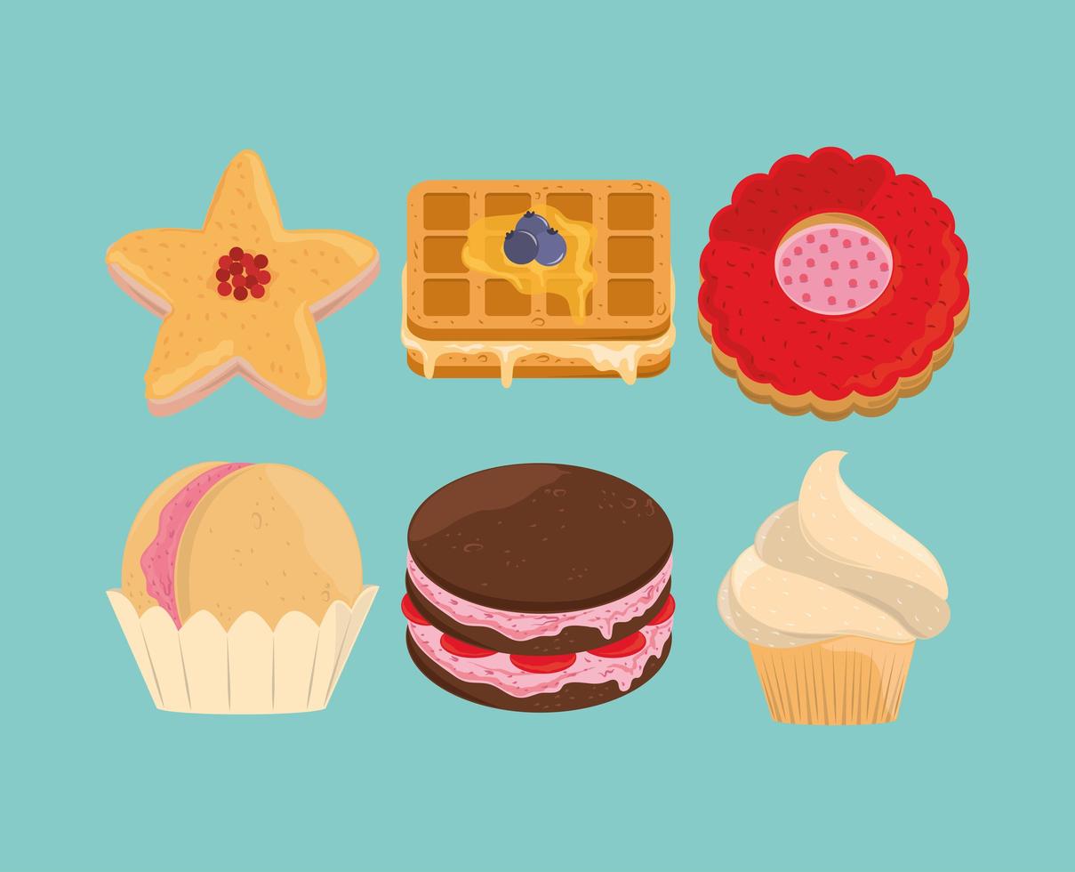 dessert icon set vector