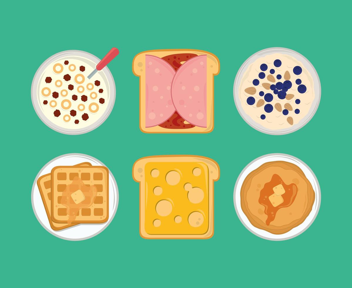 breakfast menu icons vector