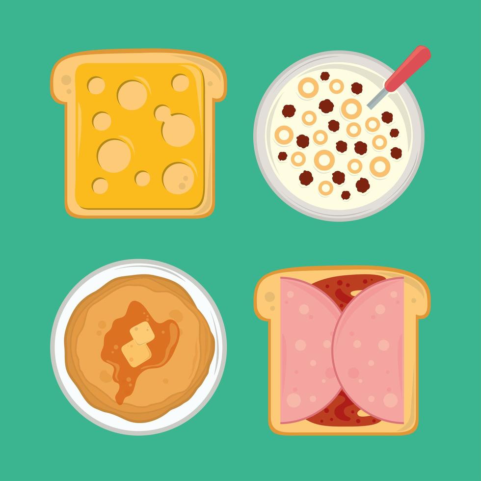 breakfast icon set vector