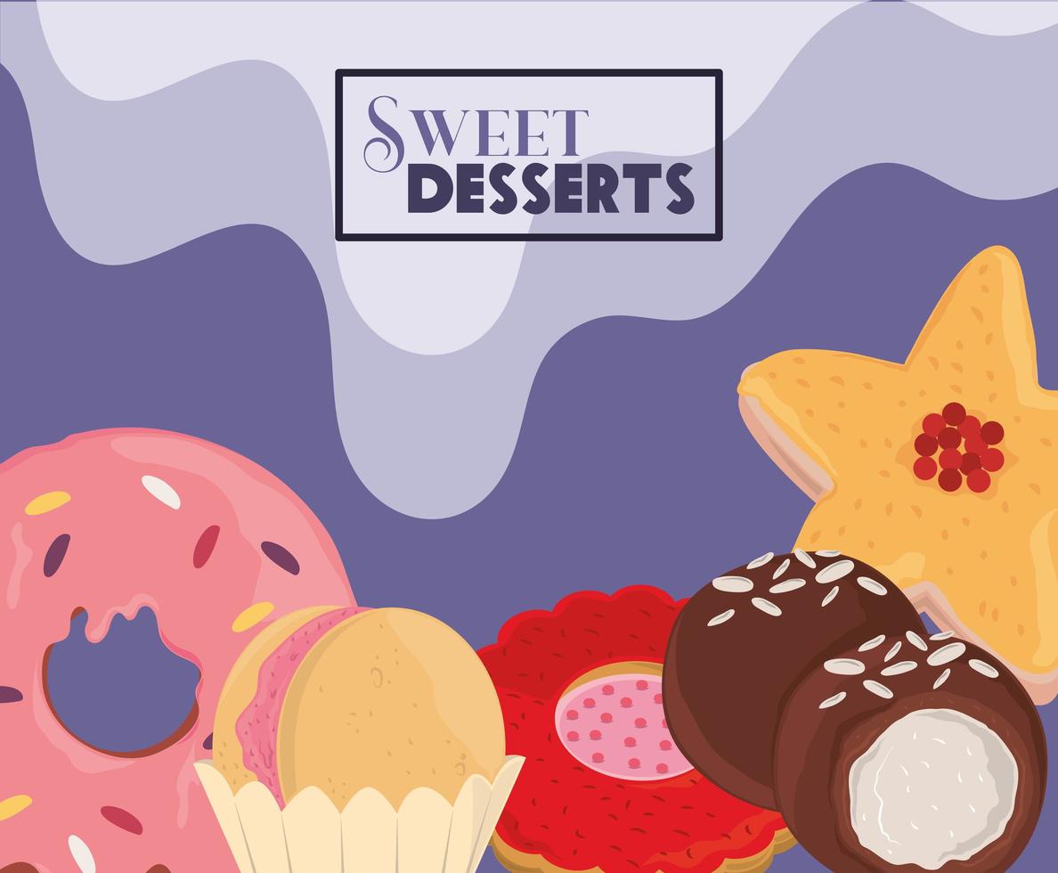 banner de postres dulces vector