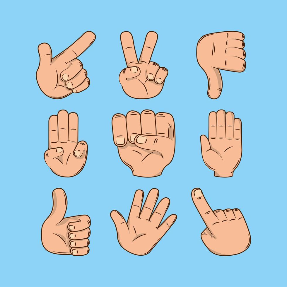 hands various gestures vector