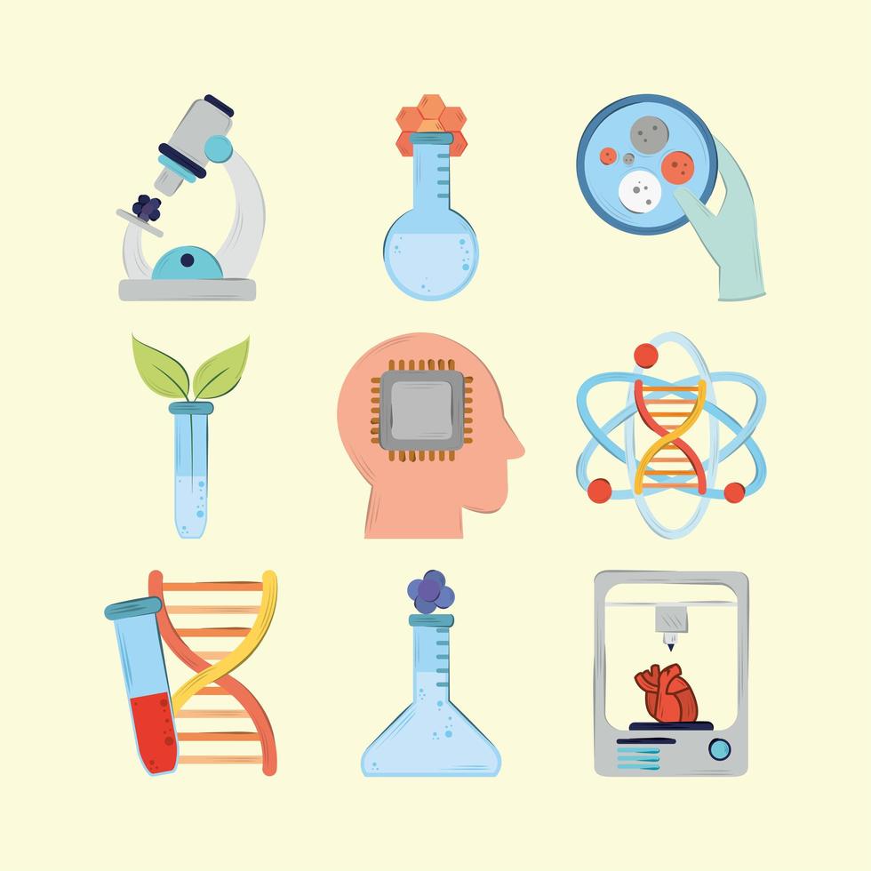 set bioengineering science vector