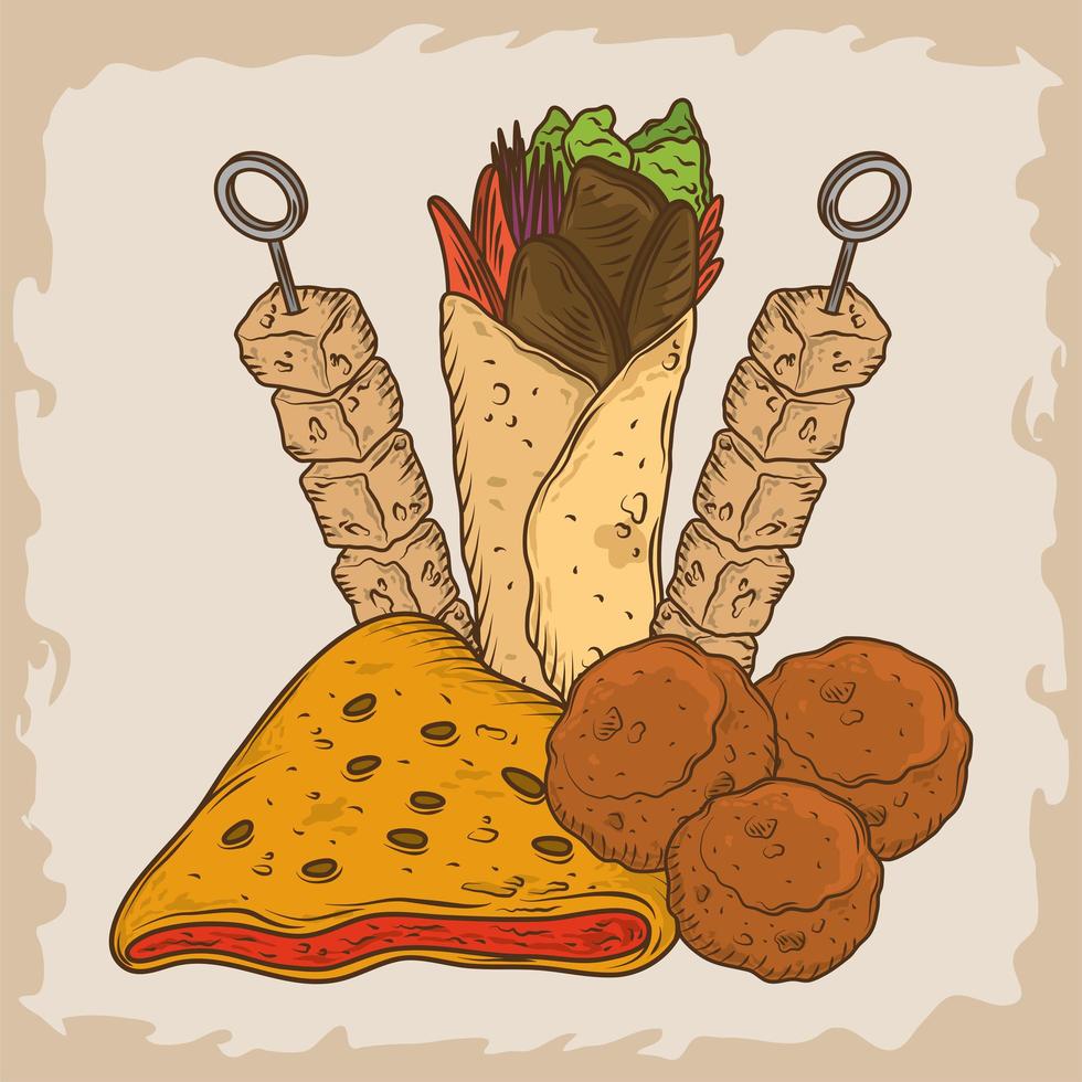arabic food menu vector