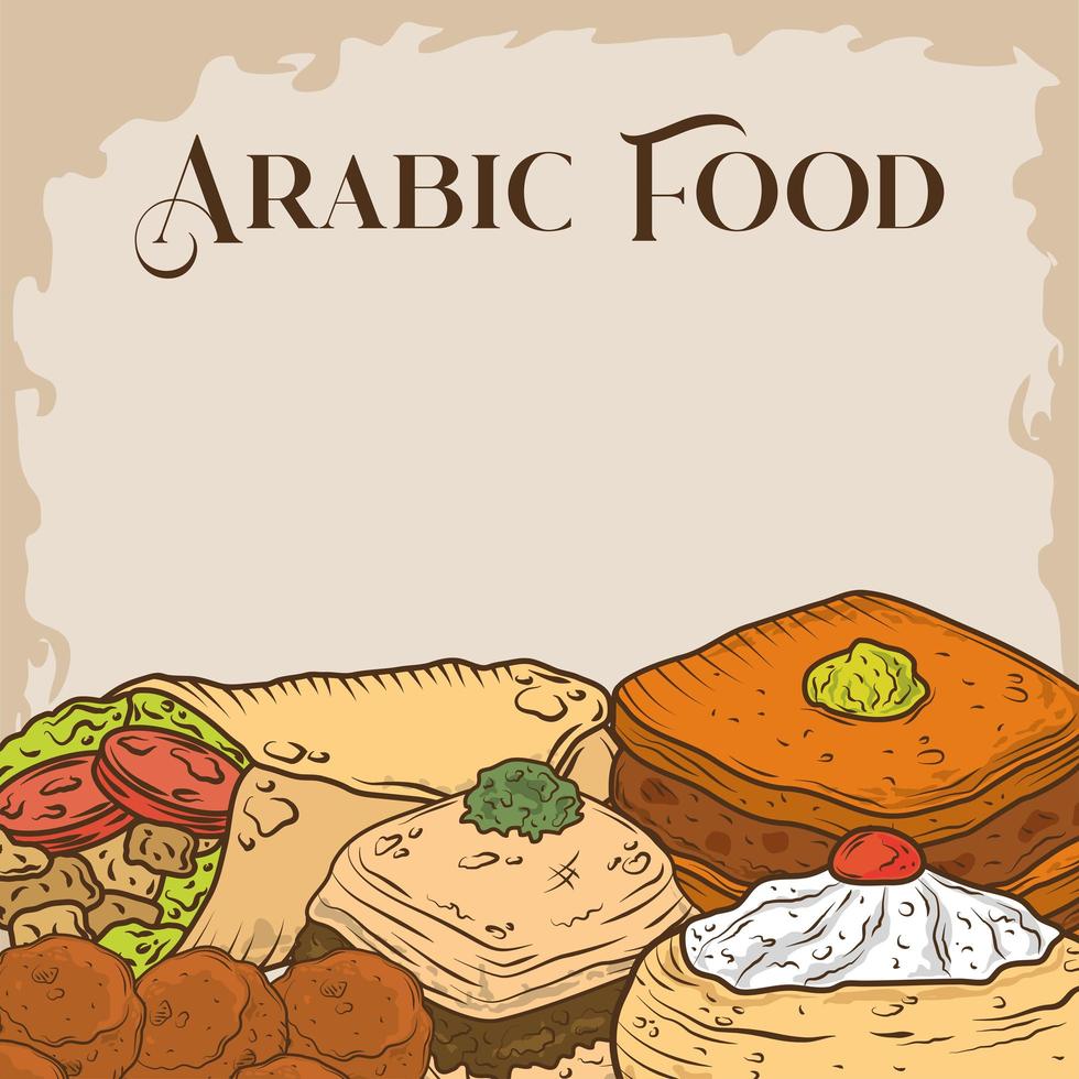 arabian cuisine menu vector