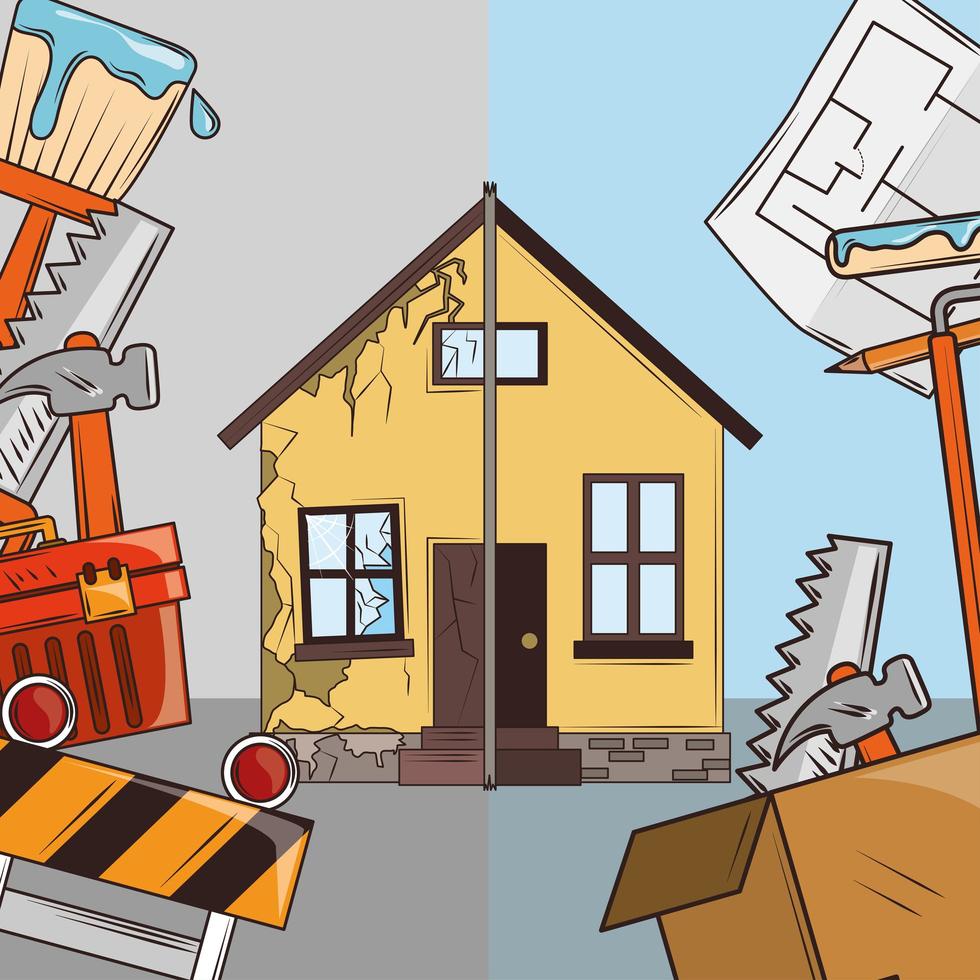 house renovation cartoon vector