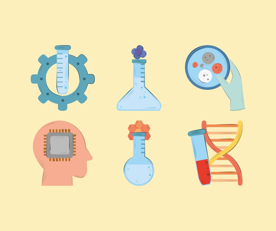 bioengineering icons set vector