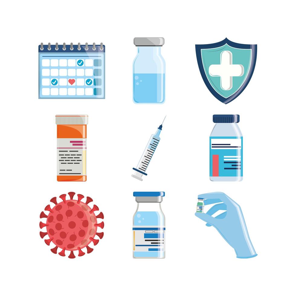 vaccine medicine set vector