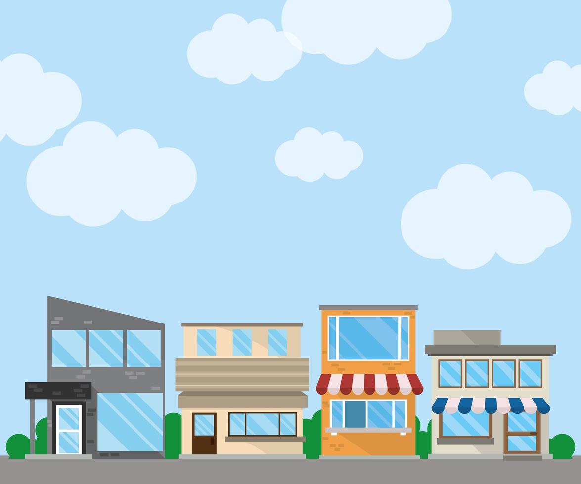 commercial street buildings 2466592 Vector Art at Vecteezy