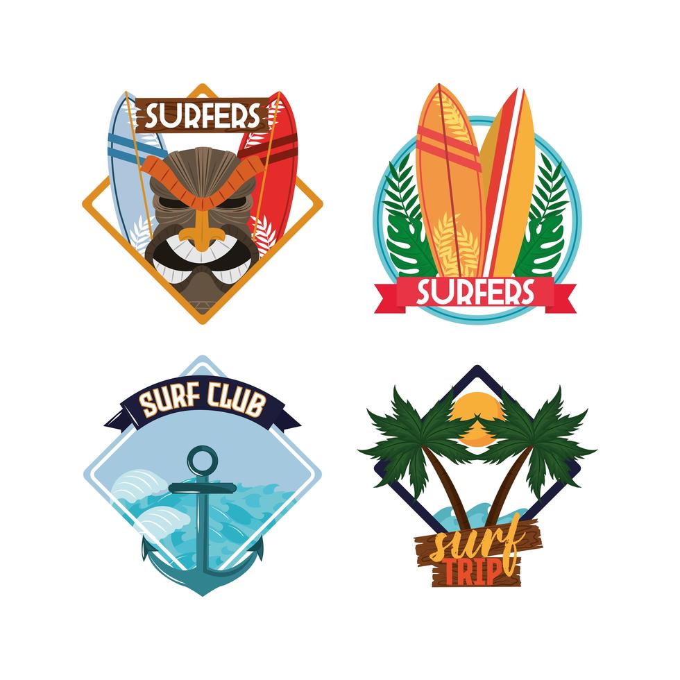 surfing patch set vector