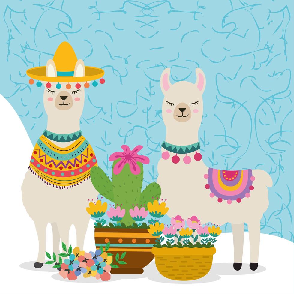 cute cartoon llamas vector