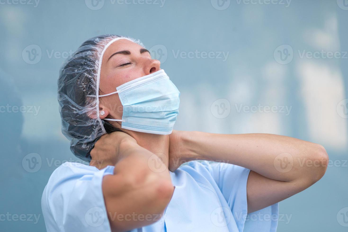 Overwhelmed nurse portrait photo