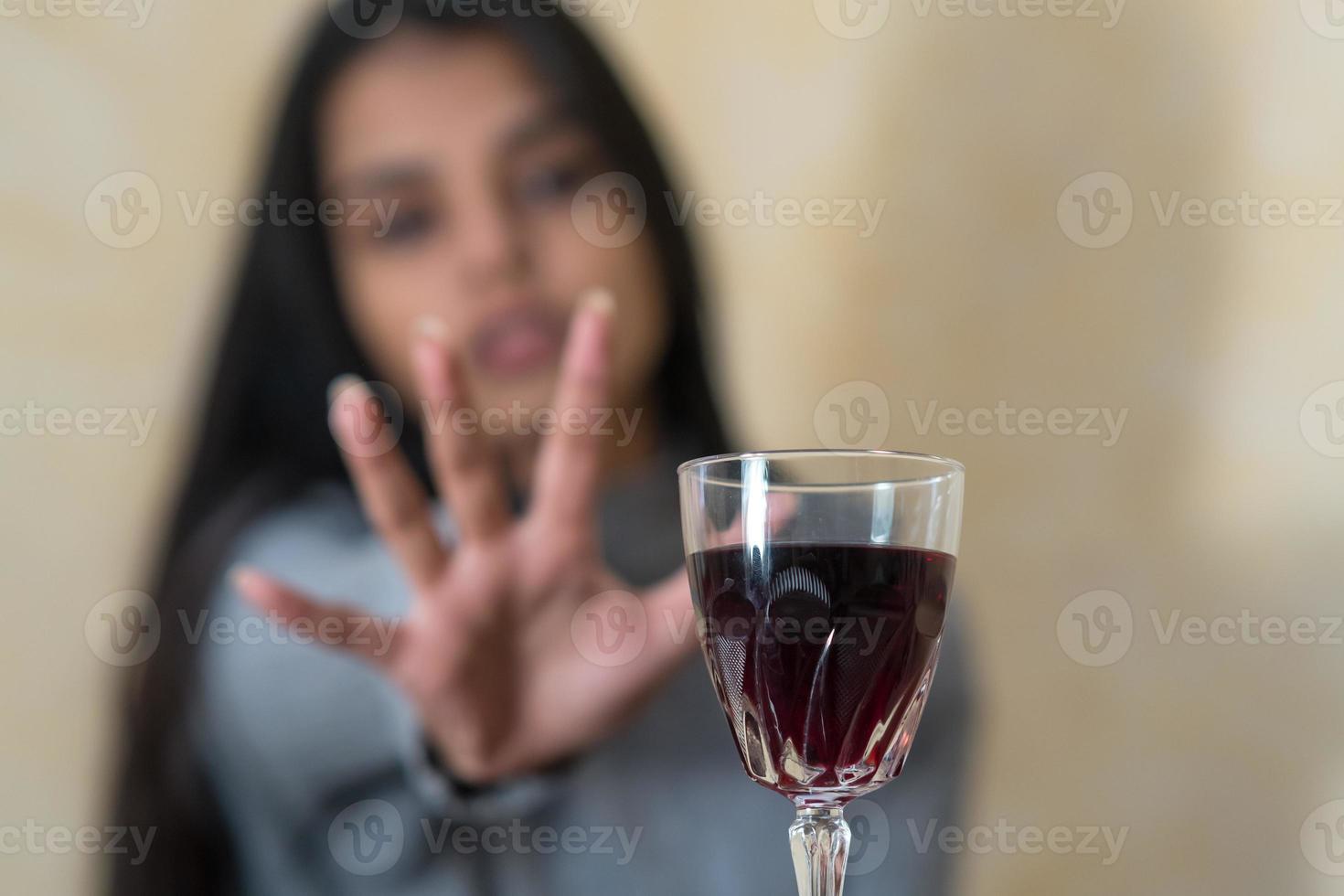 Refusing alcohol selective focus photo