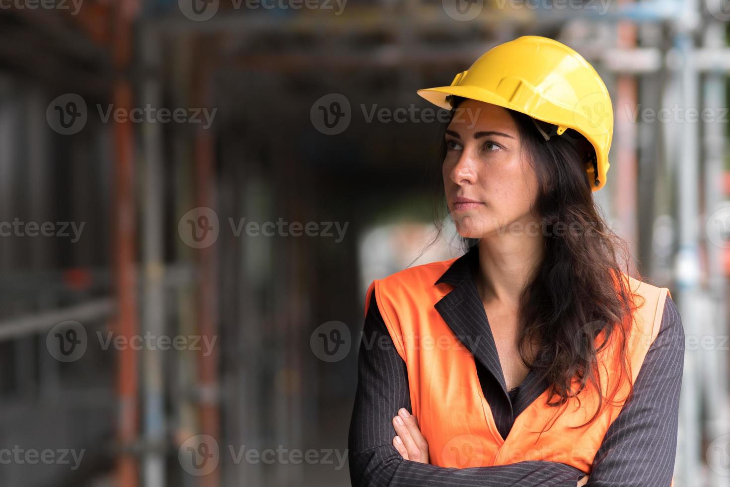 Woman engineer crossed arms photo