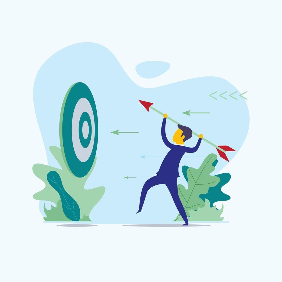 Businessman to aim at a target with arrow vector illustration