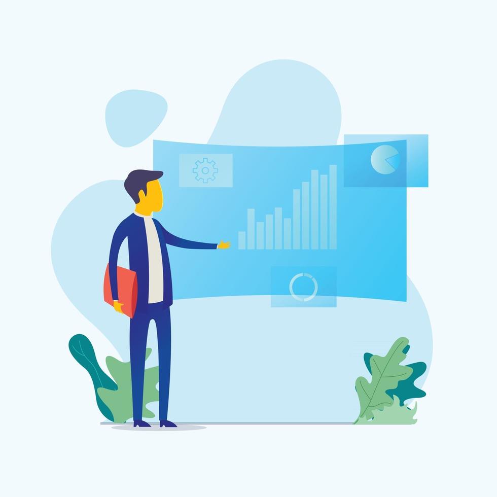 Vector illustration of Businessman in the office showing presentation