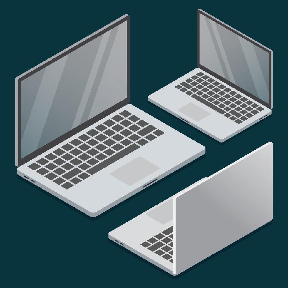 Vector set notebook laptop isometric object