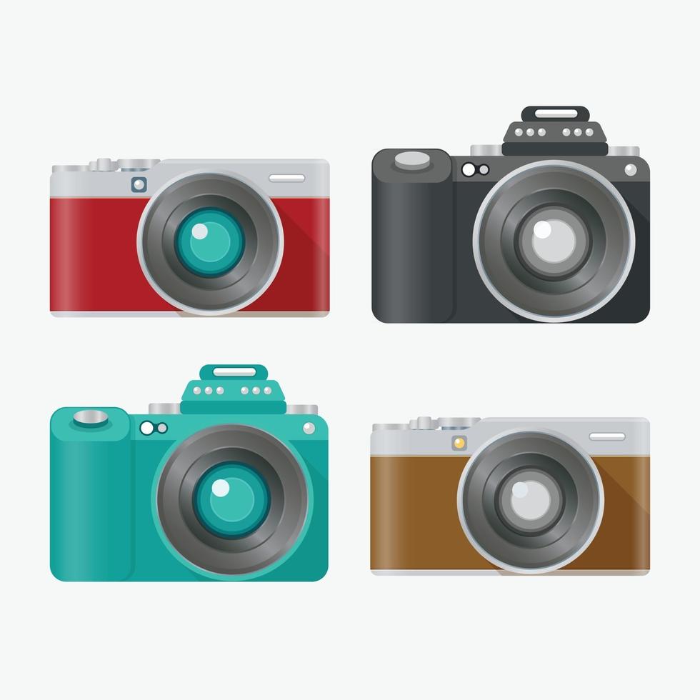 Set of analog and digital camera vector object