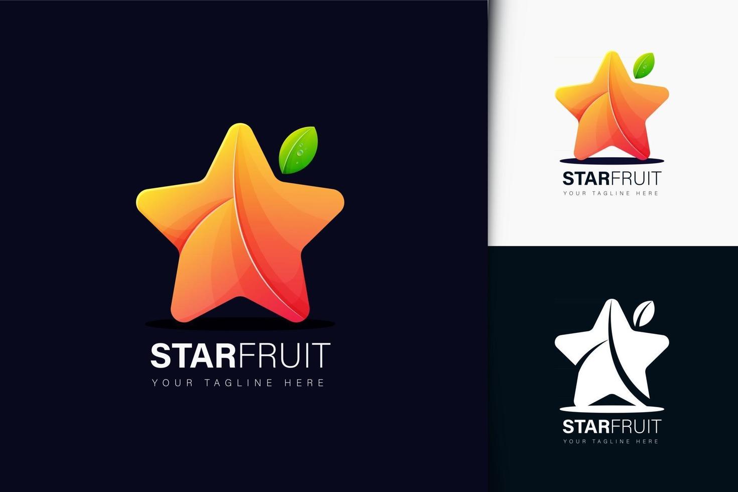 Star fruit logo design with gradient vector