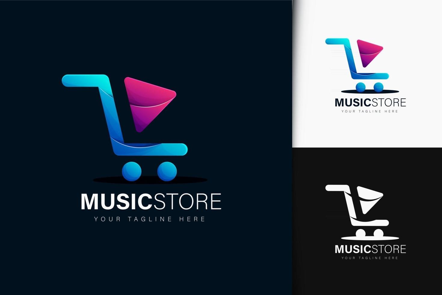 Music store logo design with gradient vector