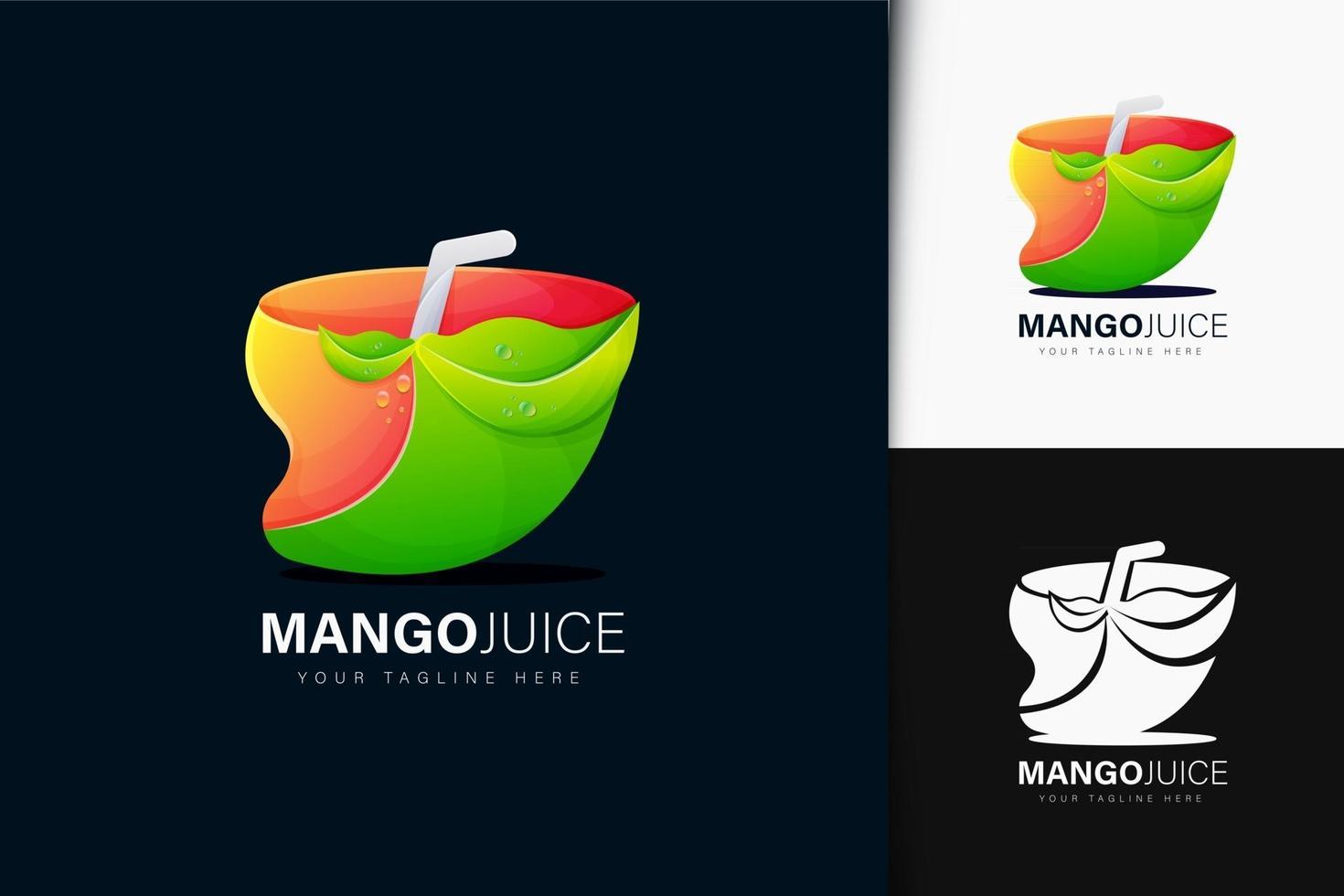 Diseño de logotipo de jugo de mango con degradado. vector