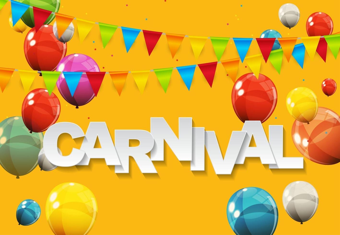 Banner de carnaval con banderines y globos voladores. vector