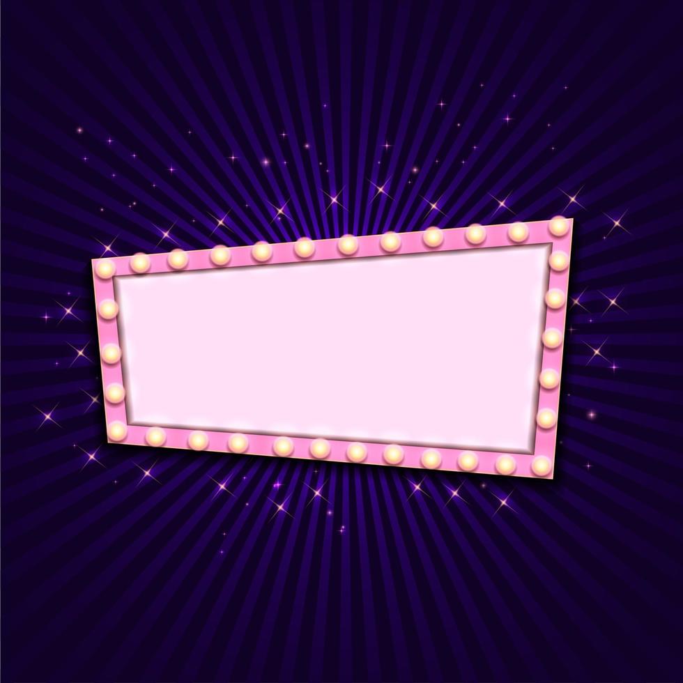 Vintage 3d light retro frame vector